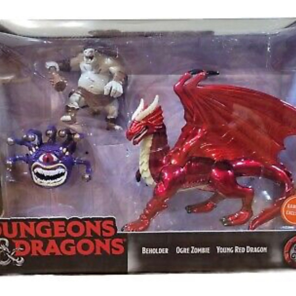 NWT Dungeons & Dragons die-cast Beholder,  Ogre Zombie & Young red Dragon